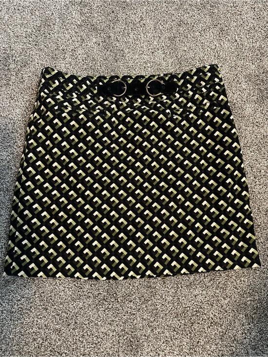 LOFT Dresses & Skirts - LOFT Geometric Mini Skirt Womens 6 Green Black Retro Mod 60’s Vintage Style